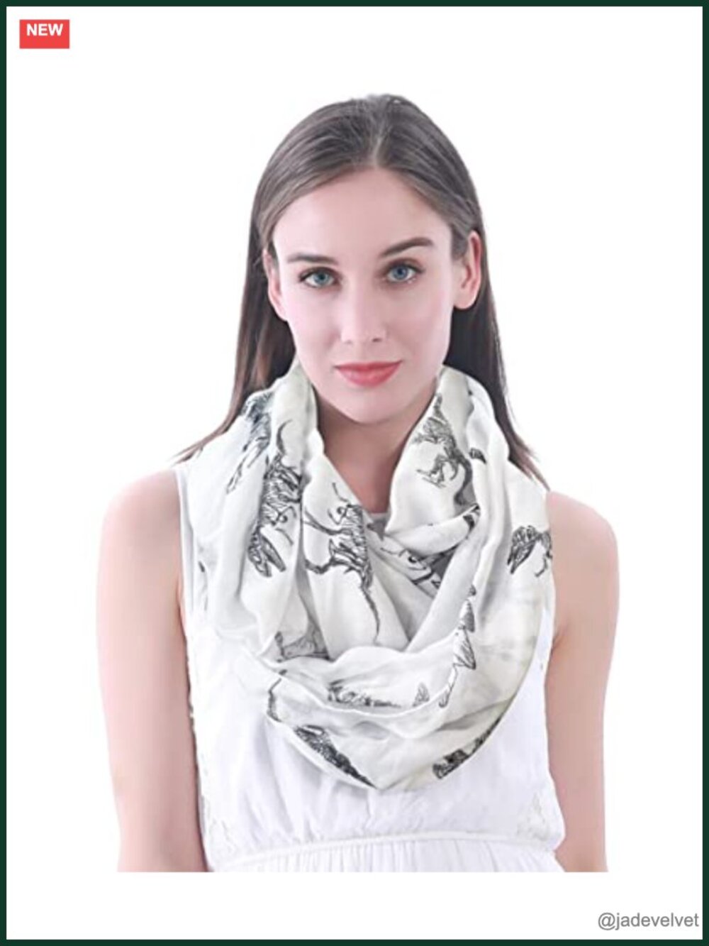 Dinosaur Print Infinity Scarf Lightweight Polyester Fashion Scarf